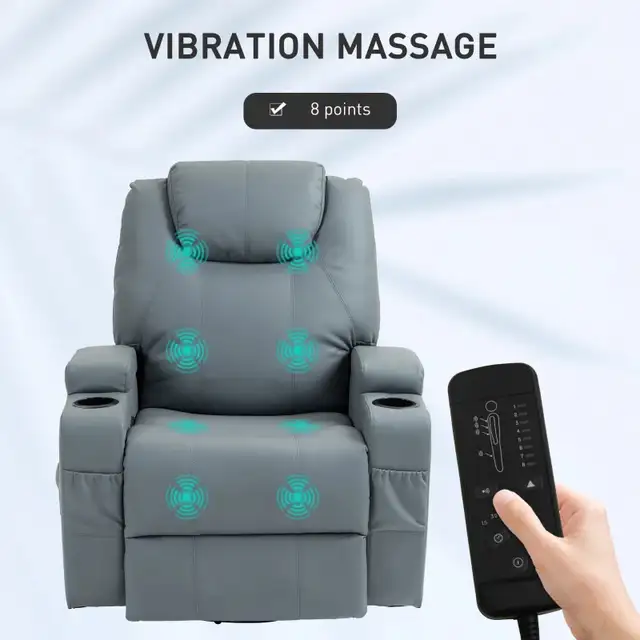 Massage Recliner Chair Leather Swivel Rocker Manual Reclining Ch in Chairs & Recliners in Markham / York Region - Image 3