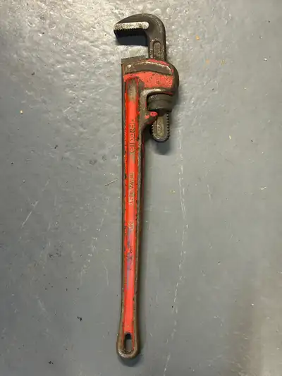 RIGID 24 Inch Heavy Duty Cast Iron Straight Adjustable Pipe Wrench, Serrated Jaw, I-Beam Handle. Ask...