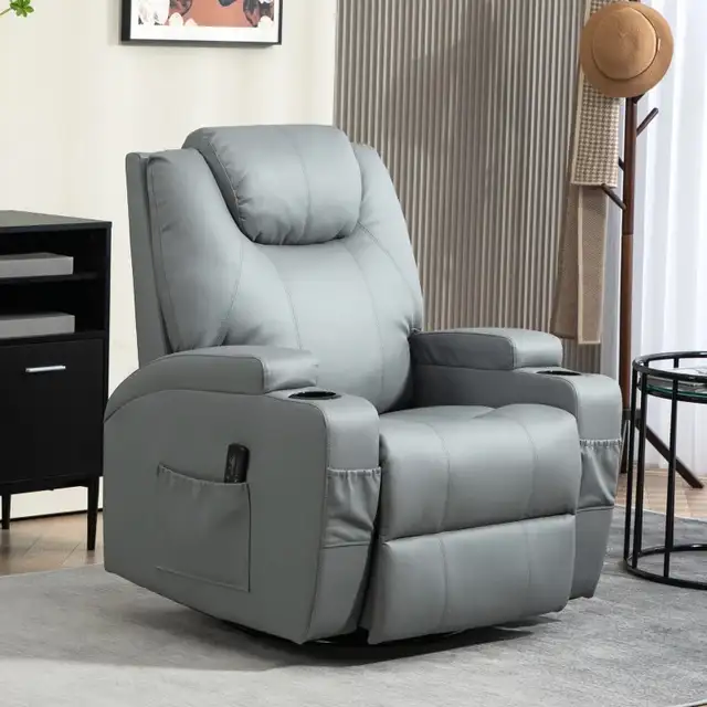 Massage Recliner Chair Leather Swivel Rocker Manual Reclining Ch in Chairs & Recliners in Markham / York Region - Image 5