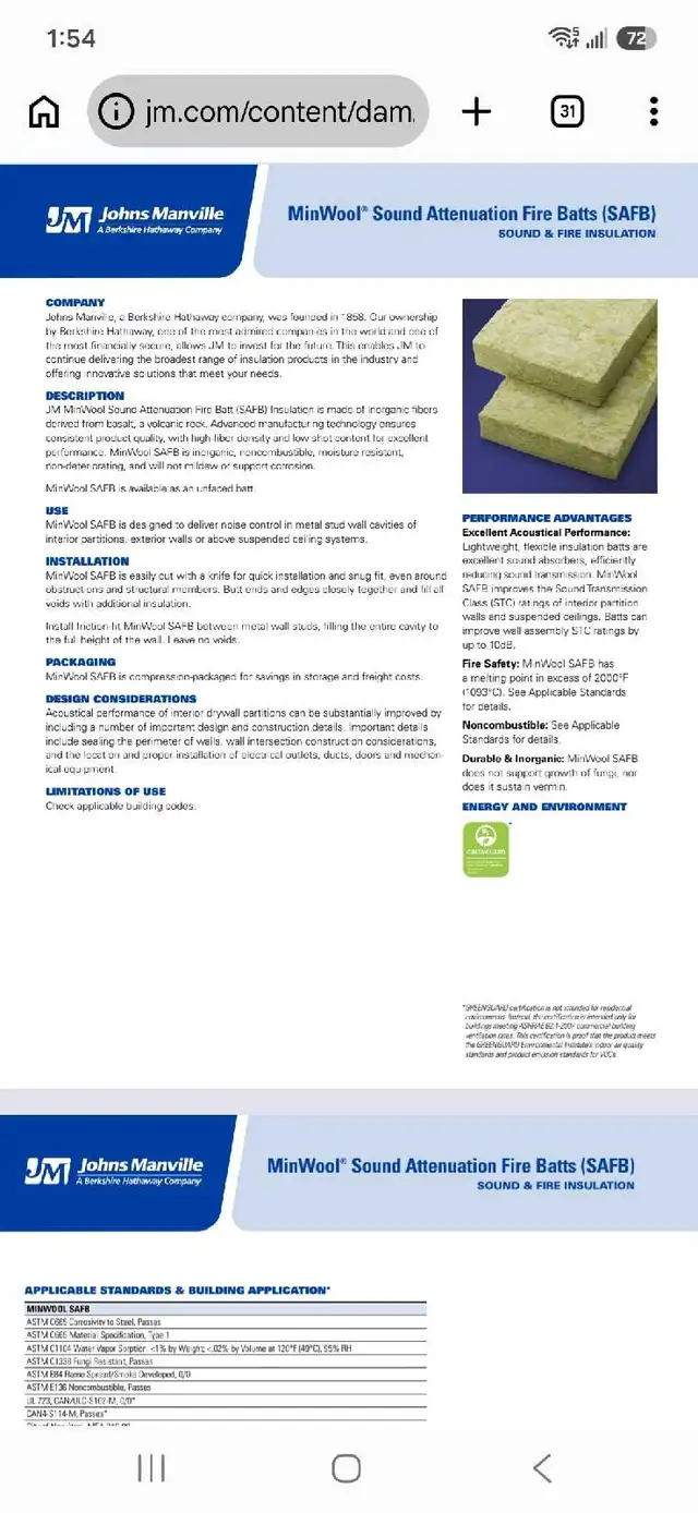 Johns Manville Sound and Fire Insulation ! | Other | Mississauga / Peel ...