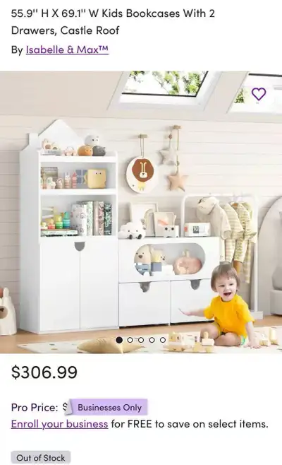 Brand new White Kids Bookcases /Cabinets With 2 Drawers, View more