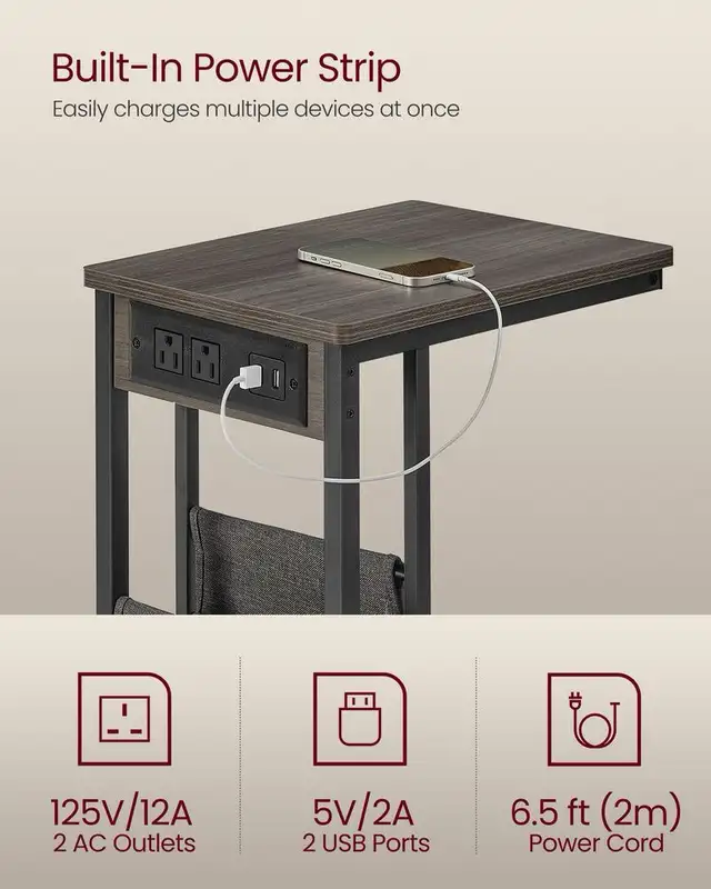 C-Shaped Side Table with Charging Station in Other Tables in Oshawa / Durham Region - Image 5