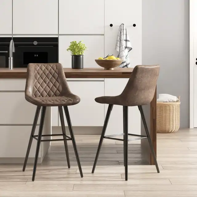 PU Leather Counter Height Bar Chair , 27.75" Bar Stools with Met in Chairs & Recliners in Markham / York Region - Image 9