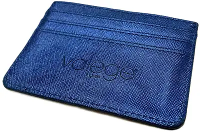 Slim Saffiano Leather Card Holder - Navy Blue (with ID Window), View more