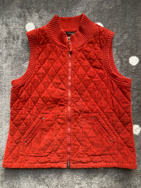 Cotton Ginny Womens Quilted Corduroy Vest Rust Orange Large