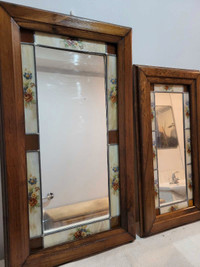 2 Antique, Stained Glass Mirrors 