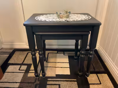 Set (2) Black Nesting Tables. Immaculate condition. $50