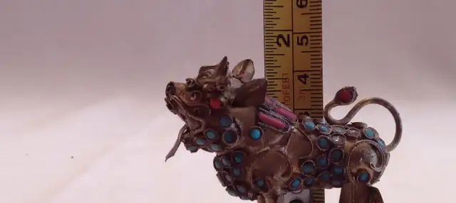 Antique Jeweled Brass Foo Dog  Figurine in Arts & Collectibles in Barrie - Image 10