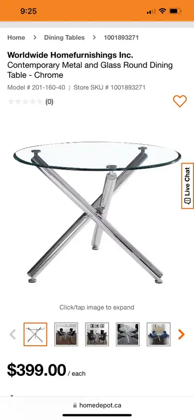Worldwide Homefurnishings Inc. Contemporary Metal and Glass Roun, View more