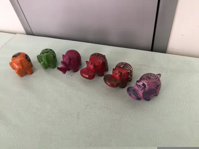 Elephant 6" Soapstone Dish + #6 Rhino Hippo Elephant Figurines64750349034497123