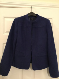ANNE KLEIN royal blue tweed textured blazer size S