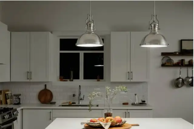 KICHLER 12 1/4"Satin Nickel Industrial Frosted Glass Pendant $50 in Indoor Lighting & Fans in Brantford - Image 5