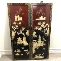 Pair of Vintage Chinese Mother of Pearl Wall Panels