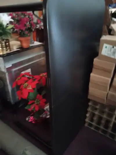 Black table 5' x 3' in good shape with arborite top with 12" leaf to make table 6', comes with 5 cha...