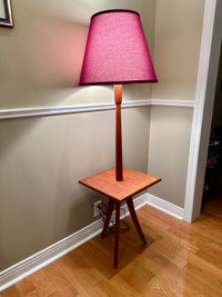 Teak Floor Lamp w/Built-in Table - MCM- Danish 