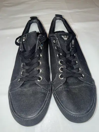 ARMANI JEANS black canvas sneakers size 8, View more
