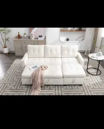 L shaped four seater sofa come bed with three cushions, View more