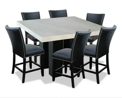 Cami Bar Height Marble Dining Table With 6 Chairs, View more