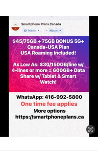 Telus $45/150GB Canada USA Plan