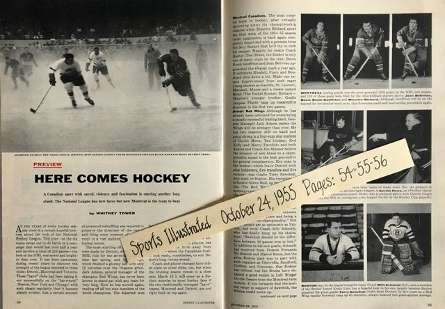 1955-1956 NHL SEASON REVIEW (SPORTS ILLUSTRATED OCT. 24, 1955) in Arts & Collectibles in Winnipeg
