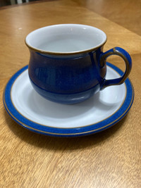 Denby Imperial Blue Stoneware Cups and Saucers
