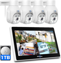 Hiseeu PTZ Wireless Security Camera System with 10'' HD Monitor,