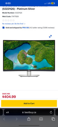Dell 4K monitor S3221QS