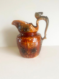 Horse Head Pitcher, Wood Pottery, Treacle Glaze. Fort Erie