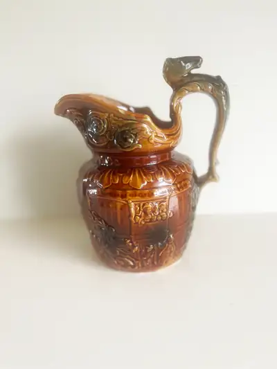 Horse Head Pitcher, Wood Pottery, Treacle Glaze. Fort Erie, View more