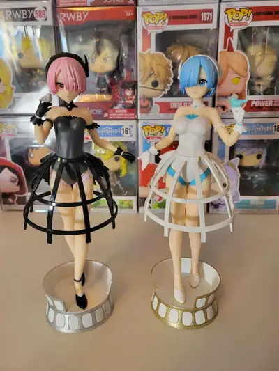Rem and Ram anime figures from Re:zero $40 for the pair Pickup in Clareview