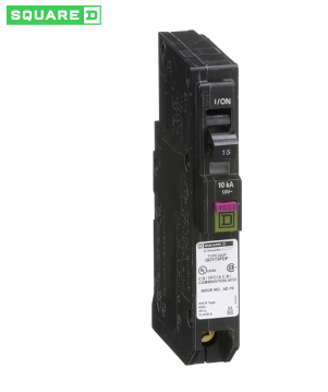 SQUARE D QO115PDF 15A 120VAC 1POLE 10kA (ARC & ground fault), View more