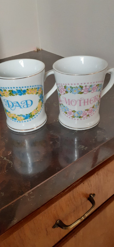 Mother & Dad china mugs . Great gift for mothers day