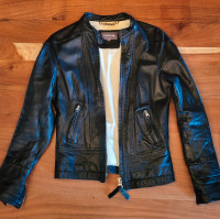 Firetrap London, UK Genuine Leather Eskimo Biker Jacket Black XS