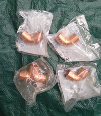 3 Bow 90-Degree Copper to Copper Elbow Fittings, 3/4-in. 1 ‘T’