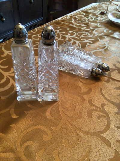 Vintage crystal salt and pepper shakers, View more