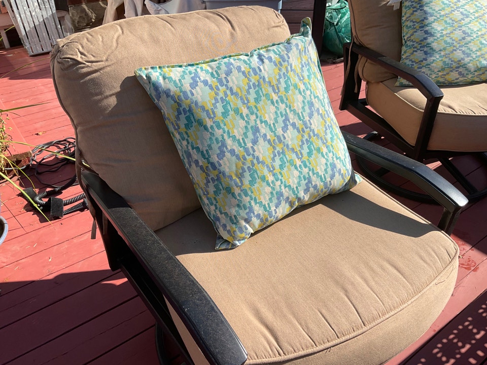 Deck furniture, 12 foot umbrella and stand, table | Patio & Garden ...