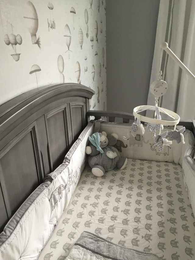 Pottery Barn Kids Crib Bumper Taylor Elephant Collection  in Cribs in Windsor Region