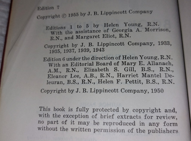 1955 Lippincott's Medical HC Book Nurse Nursing in Non-fiction in Kingston - Image 3