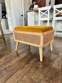 Storage bench/ottoman with caning 
