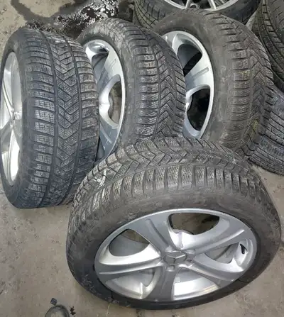 90% tread 245/45R18 PIRELLI WINTER SOTTOZERO 3 RFT W/ Mercedes Benz Wheels 5x112 fits E-class, e250,...