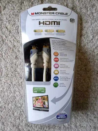 Monster HDMI High Speed Cable 6' 1080p+ New Factory Sealed, View more