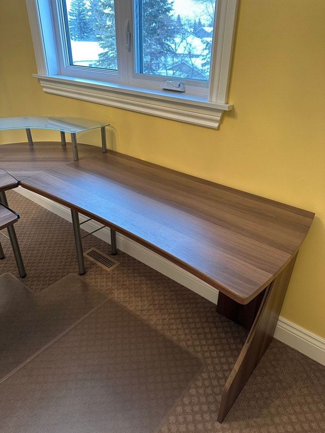 L. Shaped Desk 55” x 68” with Pullout Keyboard Tray Desks Winnipeg