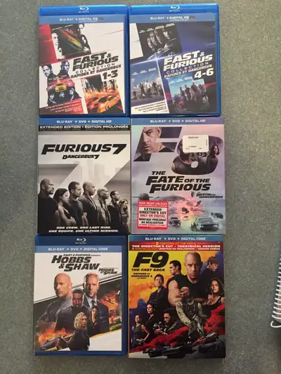All 10 Fast and the Furious Blurays Hobbs & Shaw F9 Fast Saga, View more