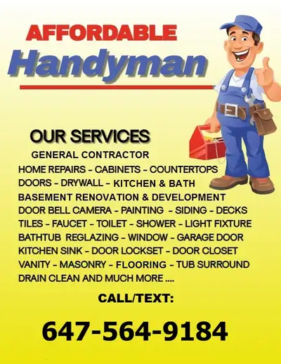 24/7 HANDYMAN CALL TEXT 647-564-9184, View more