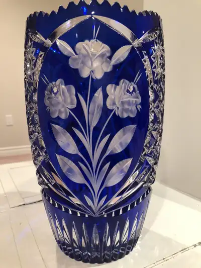 Crystal .Bohemian vase.rare antique.large vase.one of the kind., View more