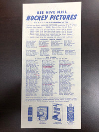 Beehive Hockey Checklist 1964