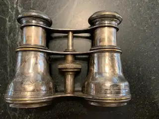 RARE GORGEOUS SILVER PLATED Very functional. Fine details on the silver. Worn brown leather case Sma...