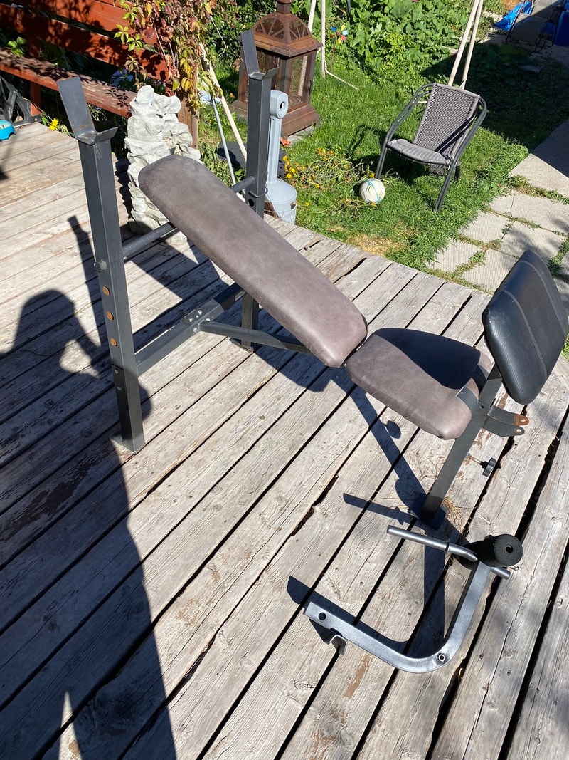 Incline Bench with Bicep Curl and leg extension attachment Exercise