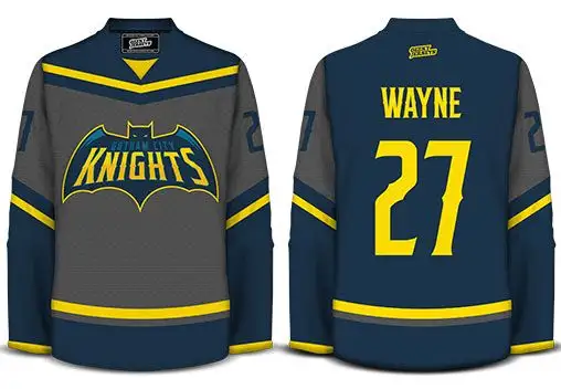 NEW! GEEKY JERSEYS DARK KNIGHTS BRUCE WAYNE HOCKEY JERSEY XL
