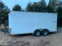 7x16 ENCLOSED trailer 5000Lb axles AMAZING shape, barn doors